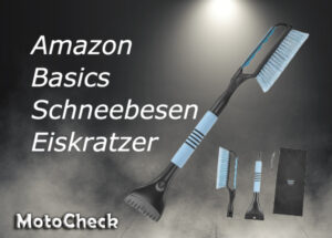 Amazon Basics Schneebesen mit Eiskratzer in Schwarz und Blau, 66,5 cm